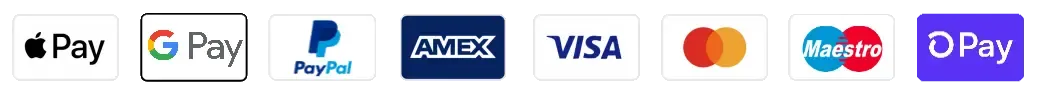 Accepted payment methods: Apple Pay, PayPal, American Express, Visa, Mastercard, Maestro, Shop Pay