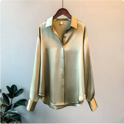 Olivia | Long Sleeved Luxe Satin Blouse