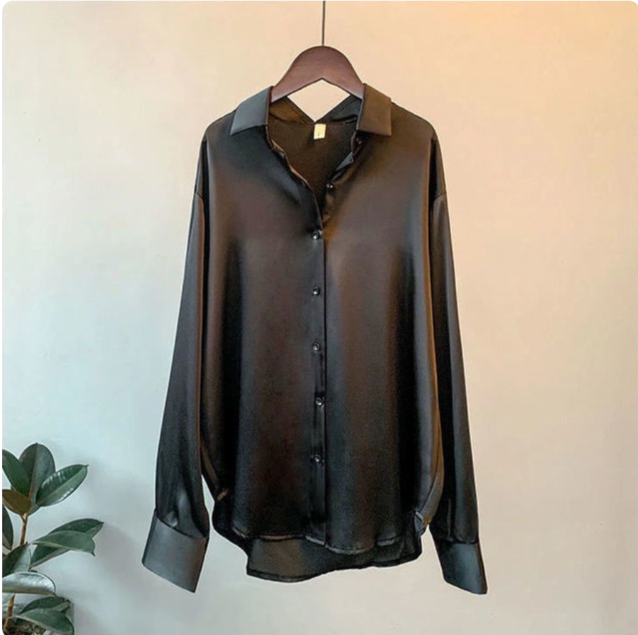 Olivia | Long Sleeved Luxe Satin Blouse