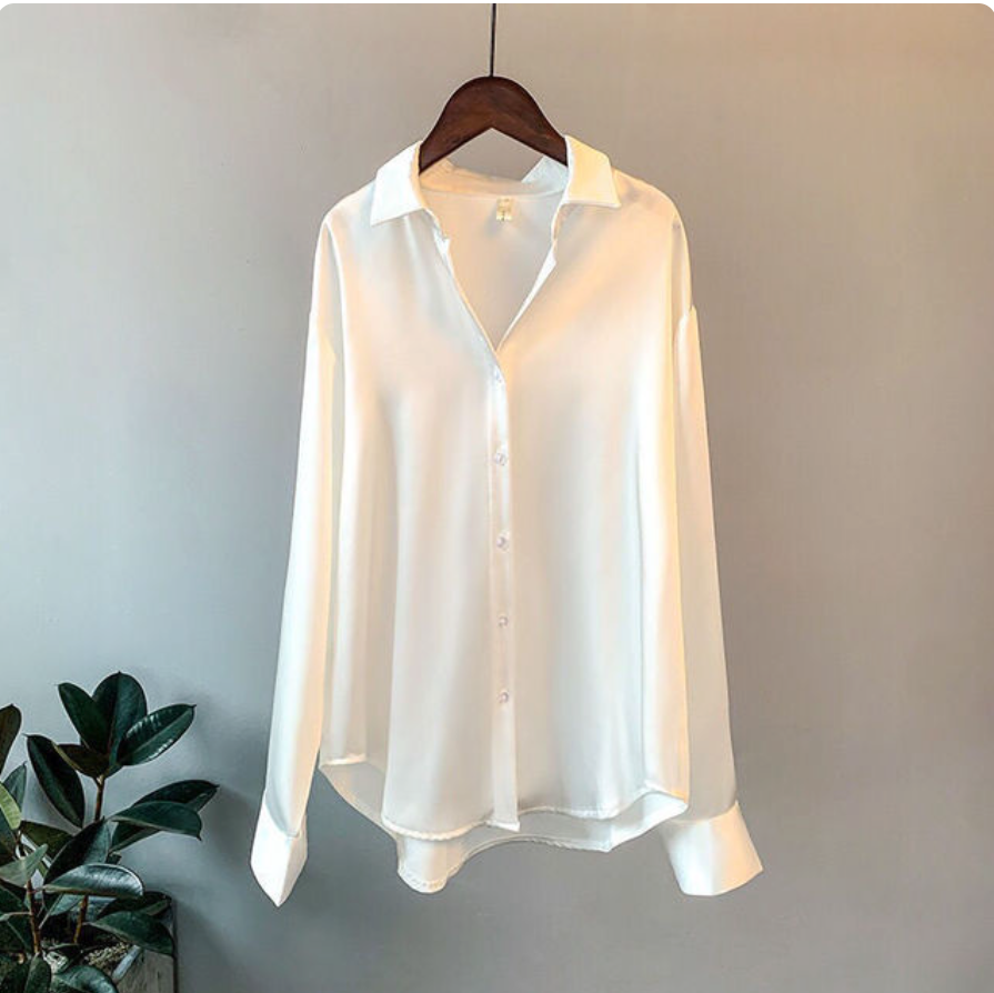 Olivia | Long Sleeved Luxe Satin Blouse